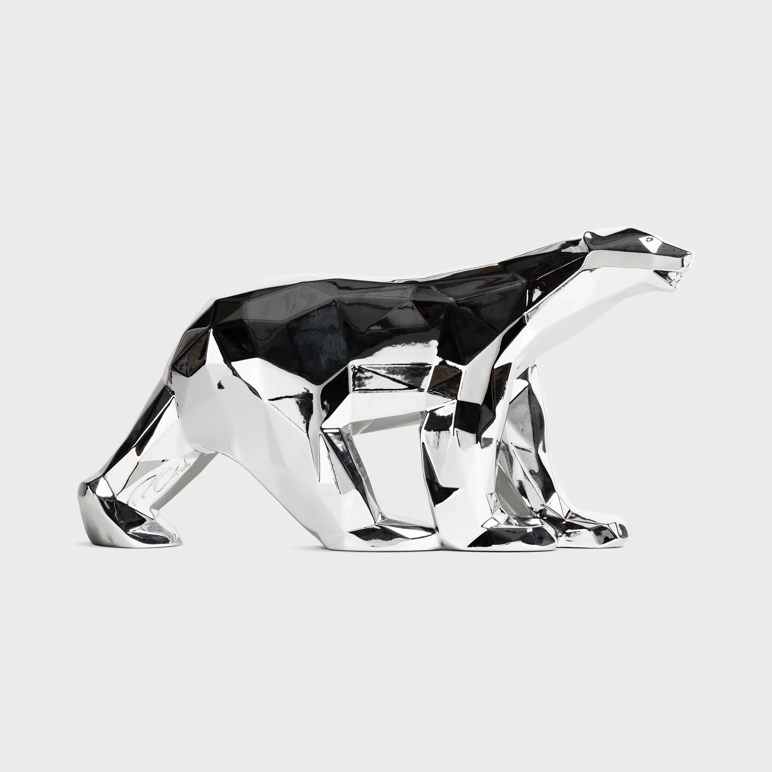 L'Ours Pompon chromed by Richard Orlinski inspired by François Pompon white polar bear - Orlinski edition museum in partnership with Artémus