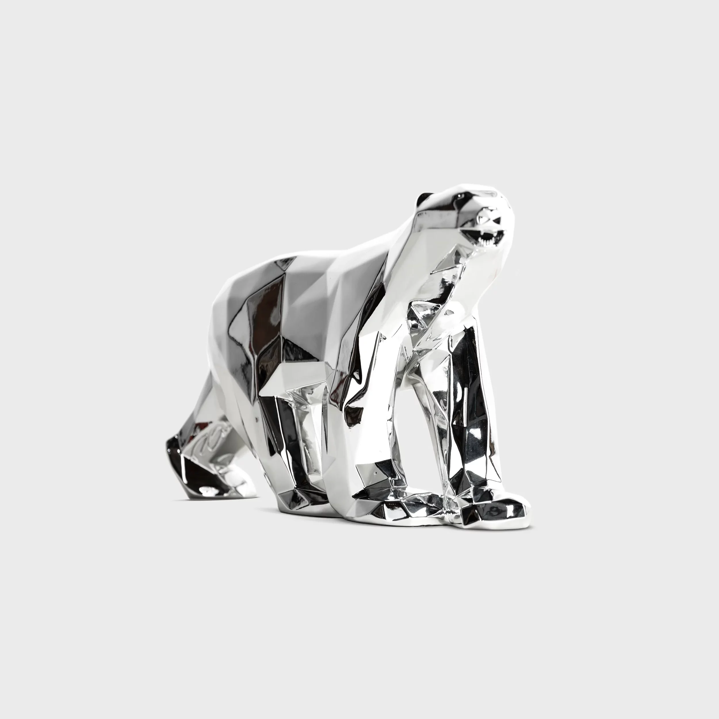 L'Ours Pompon chromed by Richard Orlinski inspired by François Pompon white polar bear - Orlinski edition museum in partnership with Artémus